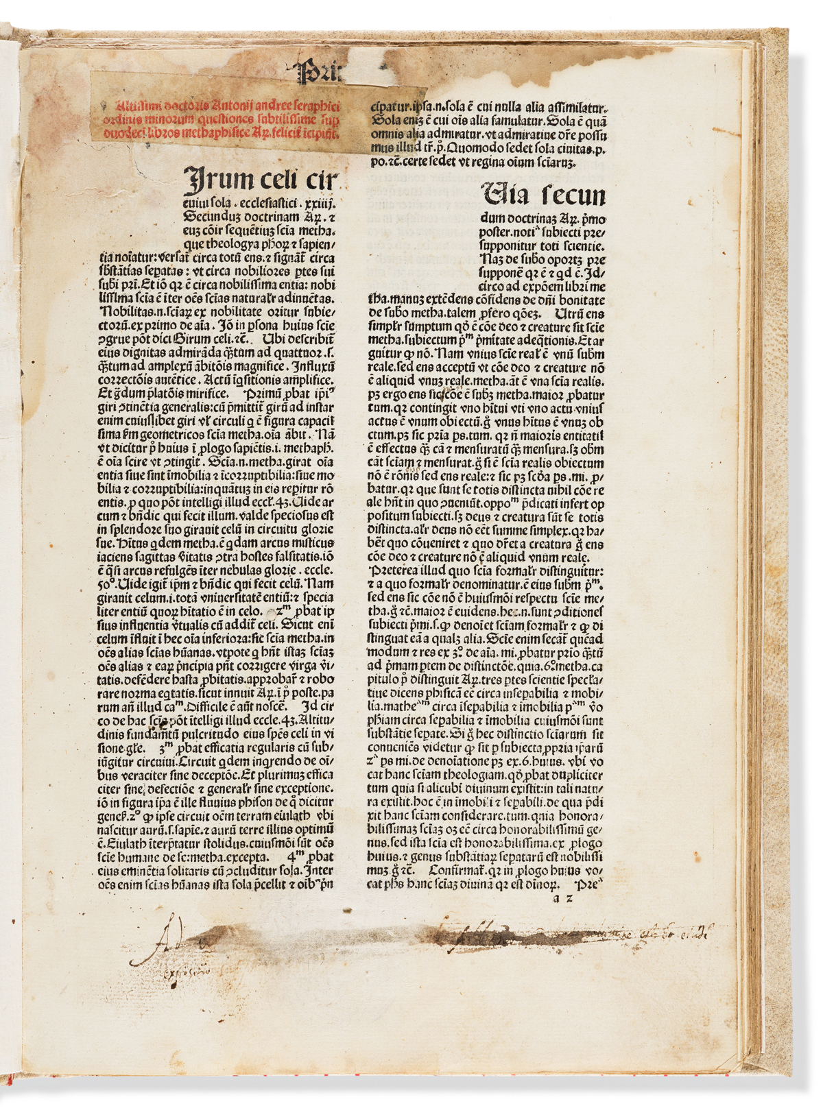 Andreae, Antonius (c. 1280-1320) Quaestiones Super XII libros Metaphysicae Aristotelis.
